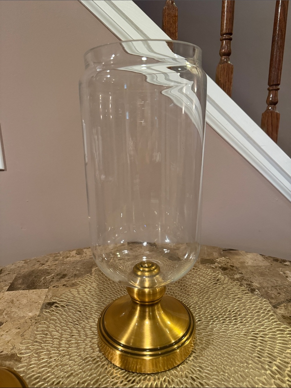 Decorative Glass Apothecary Jar with Gold-Finish Metal Top and Base - Picture 10 of 11